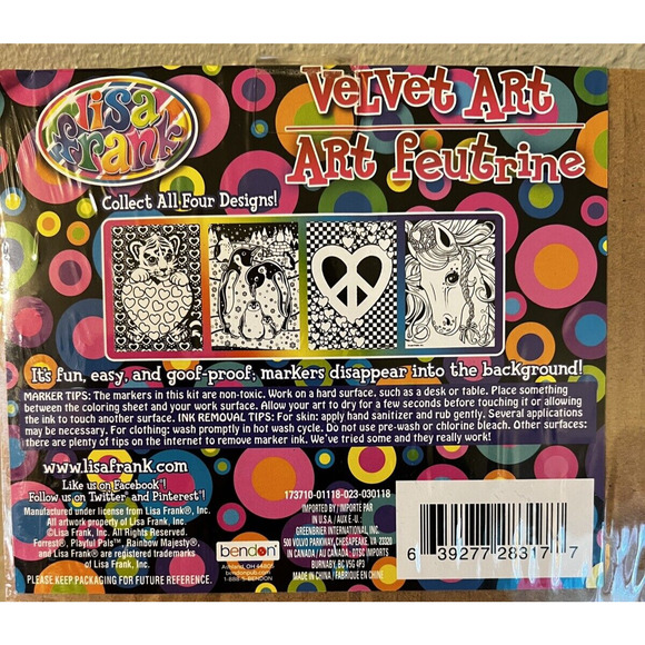 Lisa Frank Velvet Art Peace Heart "goof proof" Craft Not Vintage Sealed - Picture 4 of 4